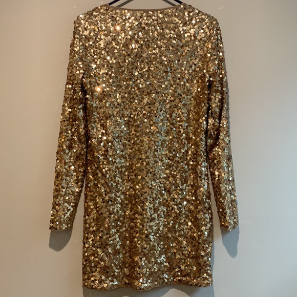 Micheal Kors Gold Sequence Mini Dress - Picture 5 of 6